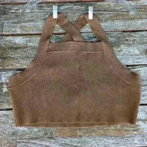 NWT House of Harlow brown ribbed basics crop top size xl